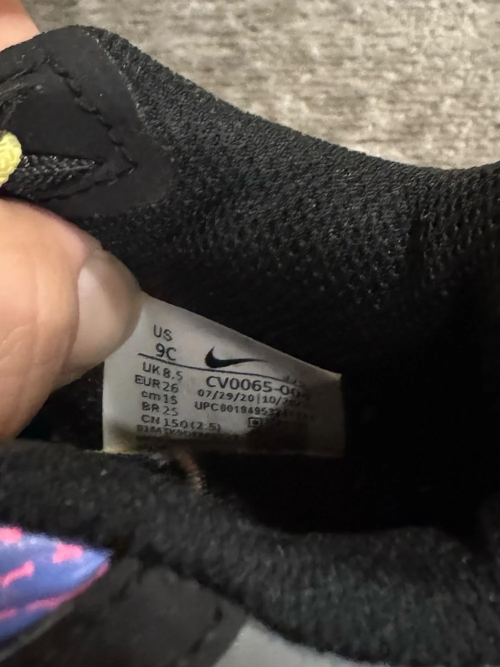 Nike Air Max 90 Toggle Athletic Sneakers in Black, Gray & Pink Yellow Accent 9C